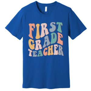 Retro 1St Grade Teacher Back To School First Grade Teacher Gift Premium T-Shirt