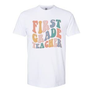 Retro 1St Grade Teacher Back To School First Grade Teacher Gift Softstyle CVC T-Shirt