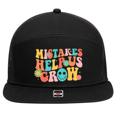 Retro 1960s Hippie Mistakes Help Us Grow 7 Panel Mesh Trucker Snapback Hat