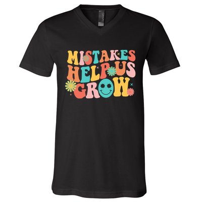 Retro 1960s Hippie Mistakes Help Us Grow V-Neck T-Shirt
