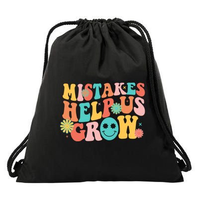 Retro 1960s Hippie Mistakes Help Us Grow Drawstring Bag