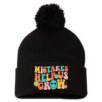 Retro 1960s Hippie Mistakes Help Us Grow Pom Pom 12in Knit Beanie