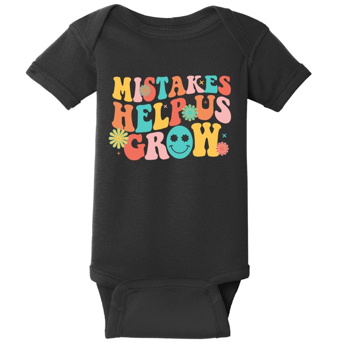 Retro 1960s Hippie Mistakes Help Us Grow Baby Bodysuit