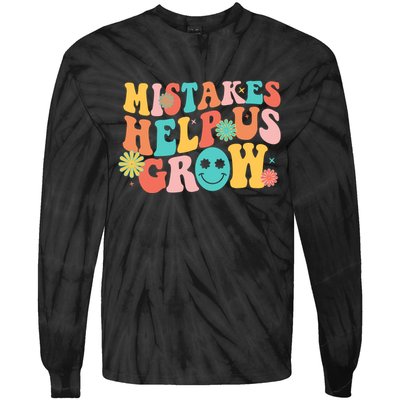 Retro 1960s Hippie Mistakes Help Us Grow Tie-Dye Long Sleeve Shirt