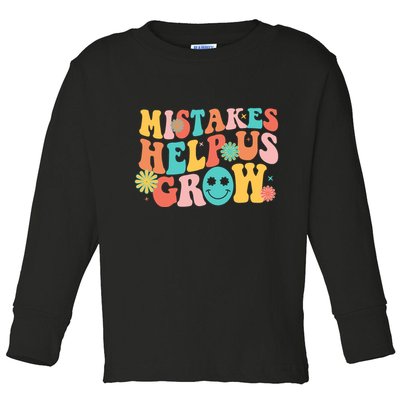 Retro 1960s Hippie Mistakes Help Us Grow Toddler Long Sleeve Shirt