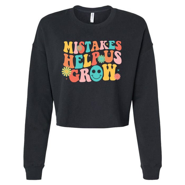 Retro 1960s Hippie Mistakes Help Us Grow Cropped Pullover Crew