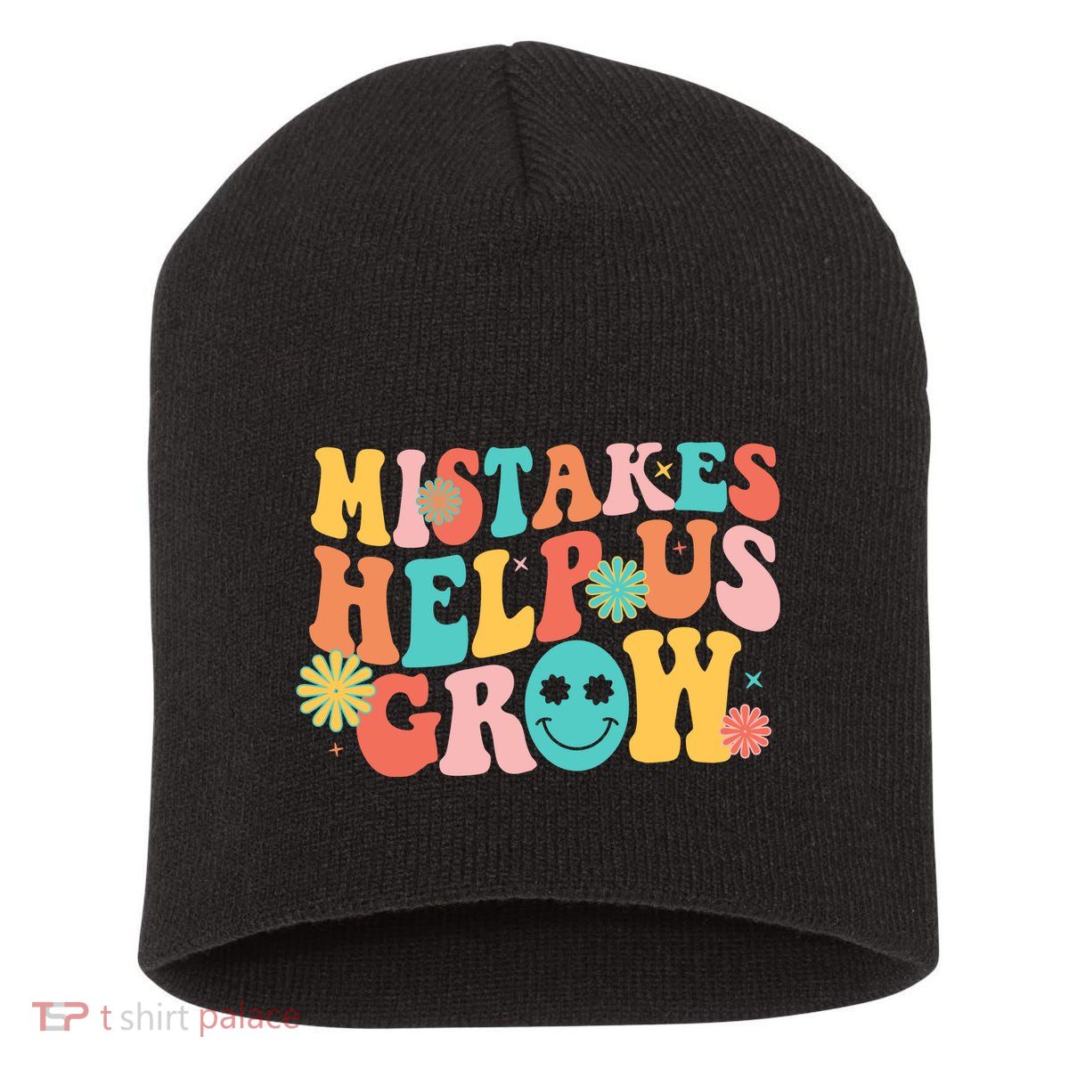 Retro 1960s Hippie Mistakes Help Us Grow Short Acrylic Beanie