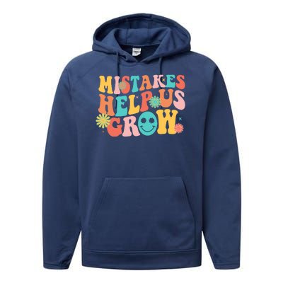 Retro 1960s Hippie Mistakes Help Us Grow Performance Fleece Hoodie