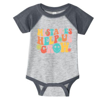 Retro 1960s Hippie Mistakes Help Us Grow Infant Baby Jersey Bodysuit