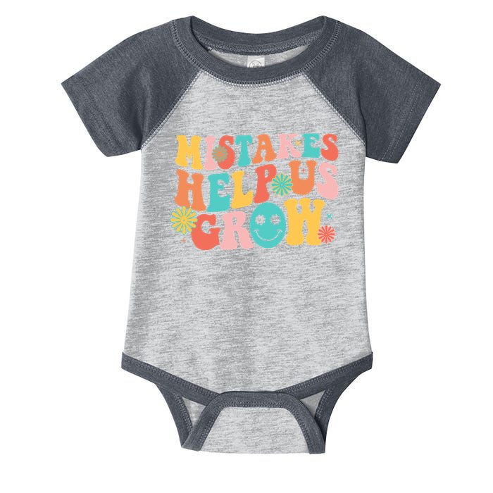Retro 1960s Hippie Mistakes Help Us Grow Infant Baby Jersey Bodysuit