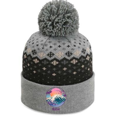 Retro 1980s Japanese Mount Fuji The Baniff Cuffed Pom Beanie