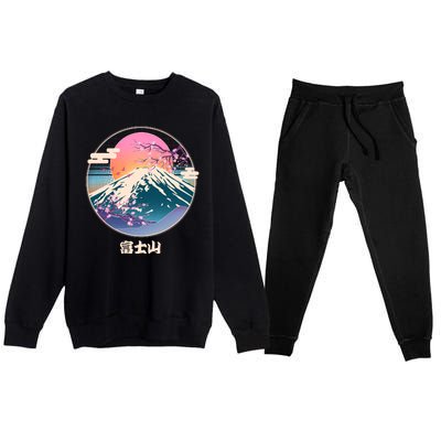 Retro 1980s Japanese Mount Fuji Premium Crewneck Sweatsuit Set