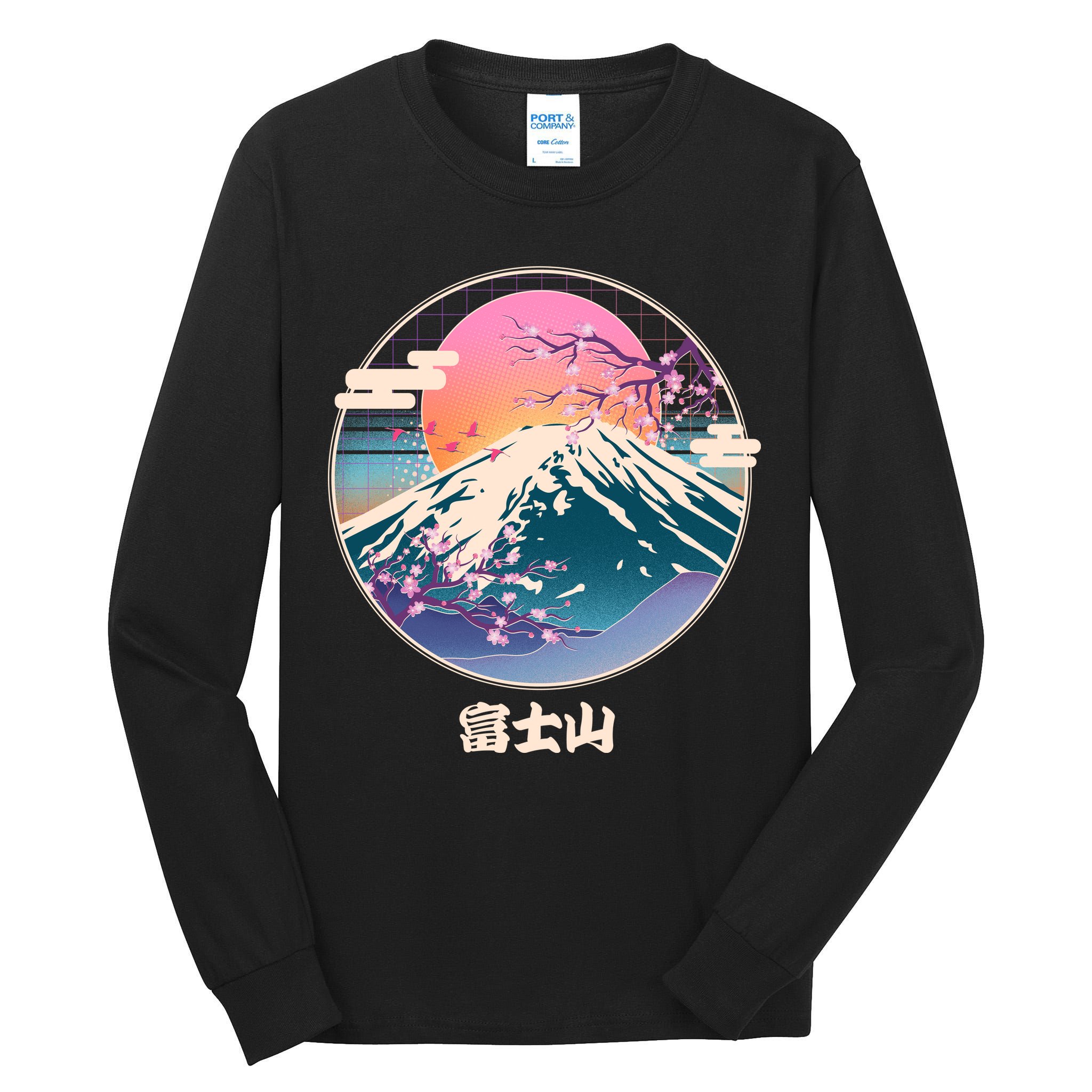 Retro 1980s Japanese Mount Fuji Tall Long Sleeve T-Shirt