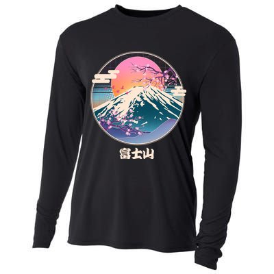Retro 1980s Japanese Mount Fuji Cooling Performance Long Sleeve Crew