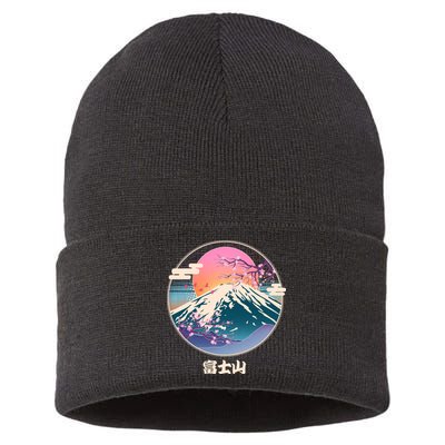 Retro 1980s Japanese Mount Fuji Sustainable Knit Beanie
