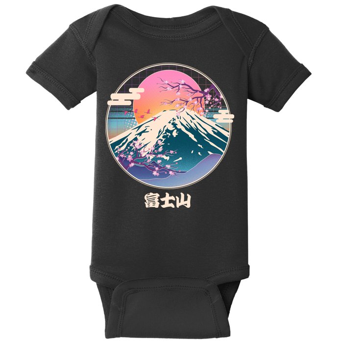 Retro 1980s Japanese Mount Fuji Baby Bodysuit