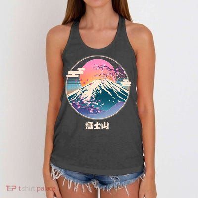 Retro 1980s Japanese Mount Fuji Women's Knotted Racerback Tank