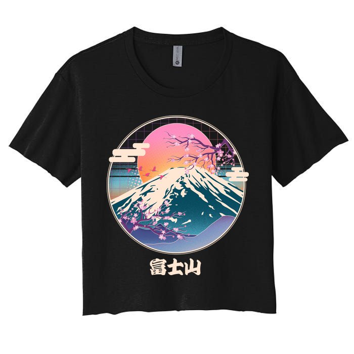 Retro 1980s Japanese Mount Fuji Crop Top