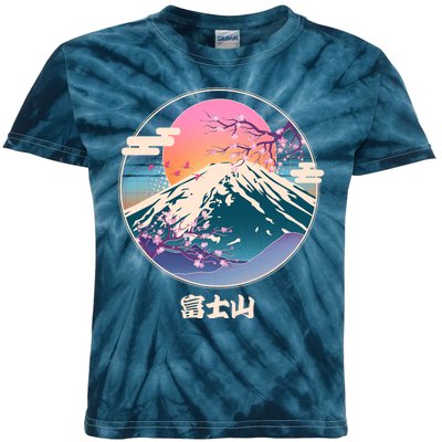 Retro 1980s Japanese Mount Fuji Kids Tie-Dye T-Shirt