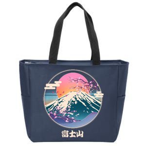 Retro 1980s Japanese Mount Fuji Zip Tote Bag