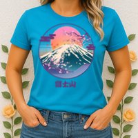 Retro 1980s Japanese Mount Fuji Womens T-Shirt