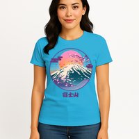 Retro 1980s Japanese Mount Fuji Womens T-Shirt