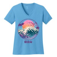 Retro 1980s Japanese Mount Fuji Women's V-Neck T-Shirt