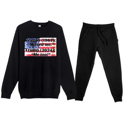 Reagan 1987 Miss Me Trump 2024 Me Too Premium Crewneck Sweatsuit Set