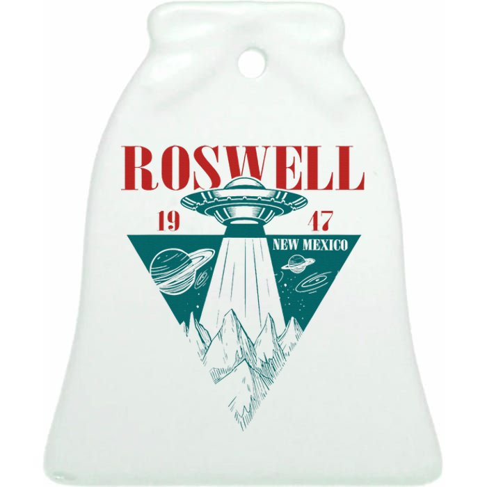 Roswell 1947 New Mexico Ufo Aliens Spaceship Ceramic Bell Ornament