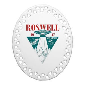 Roswell 1947 New Mexico Ufo Aliens Spaceship Ceramic Oval Ornament