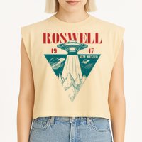 Roswell 1947 New Mexico Ufo Aliens Spaceship Garment-Dyed Women's Muscle Tee