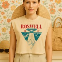 Roswell 1947 New Mexico Ufo Aliens Spaceship Garment-Dyed Women's Muscle Tee