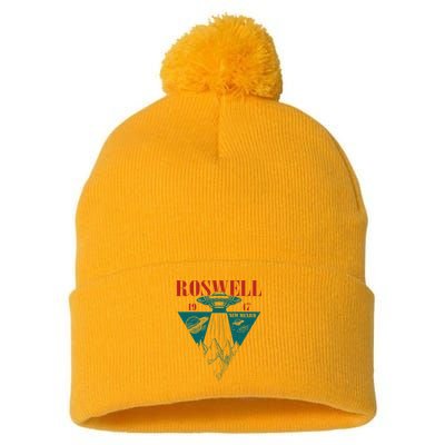 Roswell 1947 New Mexico Ufo Aliens Spaceship Pom Pom 12in Knit Beanie
