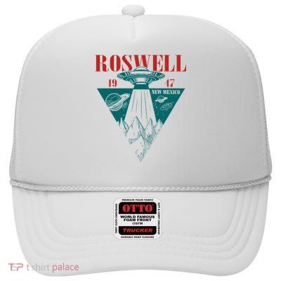 Roswell 1947 New Mexico Ufo Aliens Spaceship High Crown Mesh Back Trucker Hat