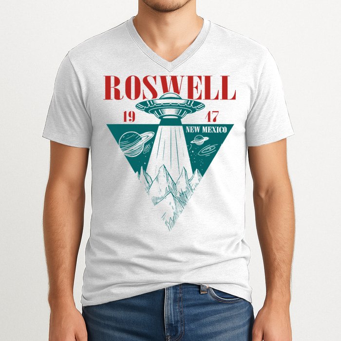 Roswell 1947 New Mexico Ufo Aliens Spaceship V-Neck T-Shirt
