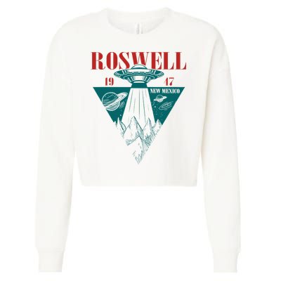 Roswell 1947 New Mexico Ufo Aliens Spaceship Cropped Pullover Crew