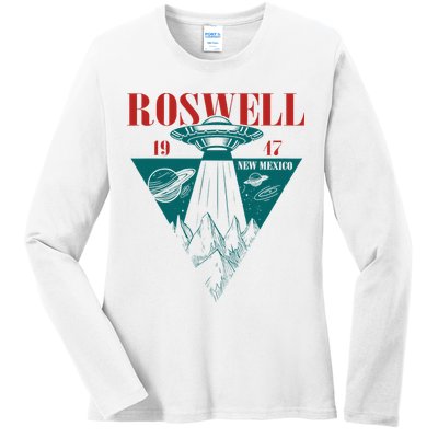 Roswell 1947 New Mexico Ufo Aliens Spaceship Ladies Long Sleeve Shirt