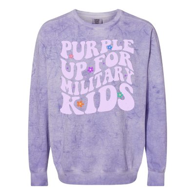 Retro 1960s Purple Up For MilitaryKids Colorblast Crewneck Sweatshirt