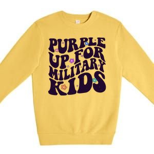 Retro 1960s Purple Up For MilitaryKids Premium Crewneck Sweatshirt