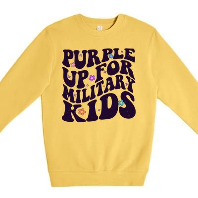 Retro 1960s Purple Up For MilitaryKids Premium Crewneck Sweatshirt