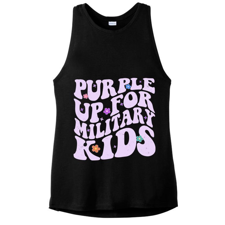 Retro 1960s Purple Up For MilitaryKids Ladies PosiCharge Tri-Blend Wicking Tank
