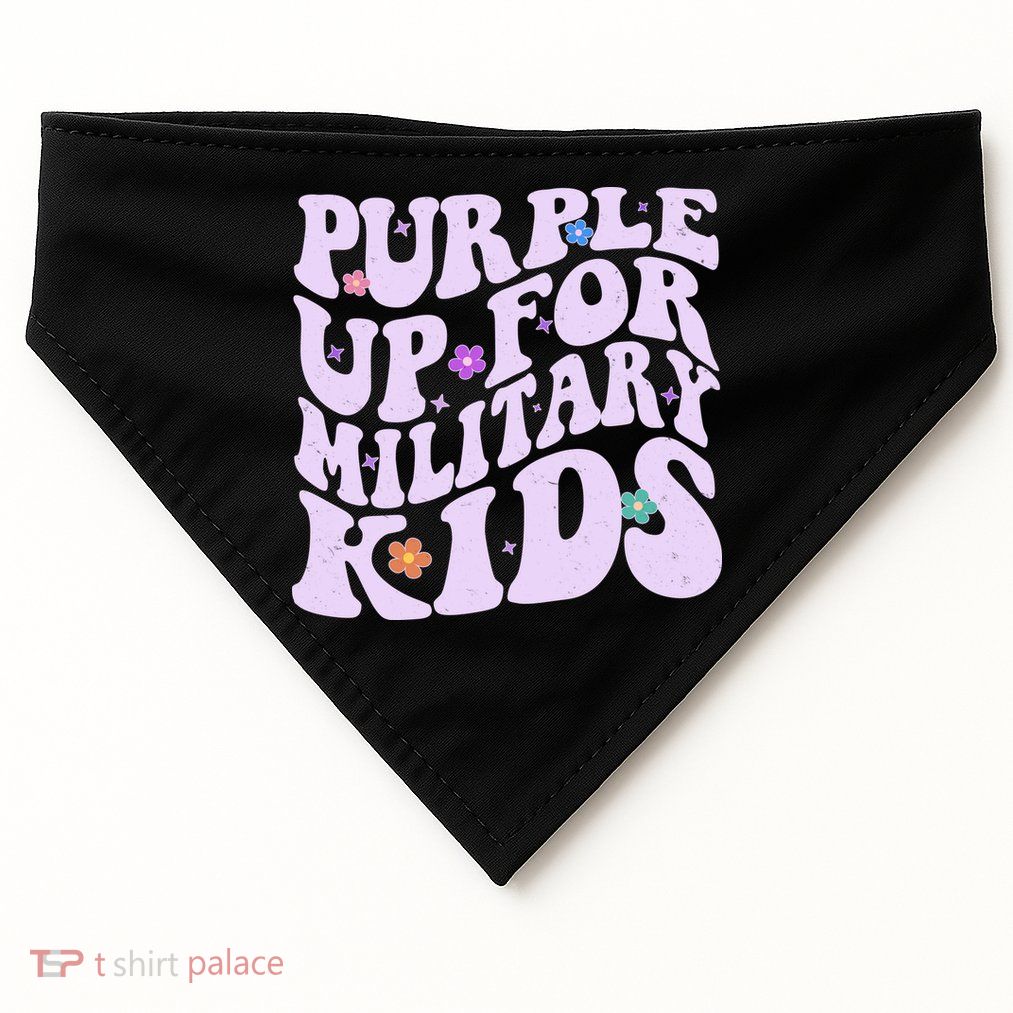 Retro 1960s Purple Up For MilitaryKids USA-Made Doggie Bandana