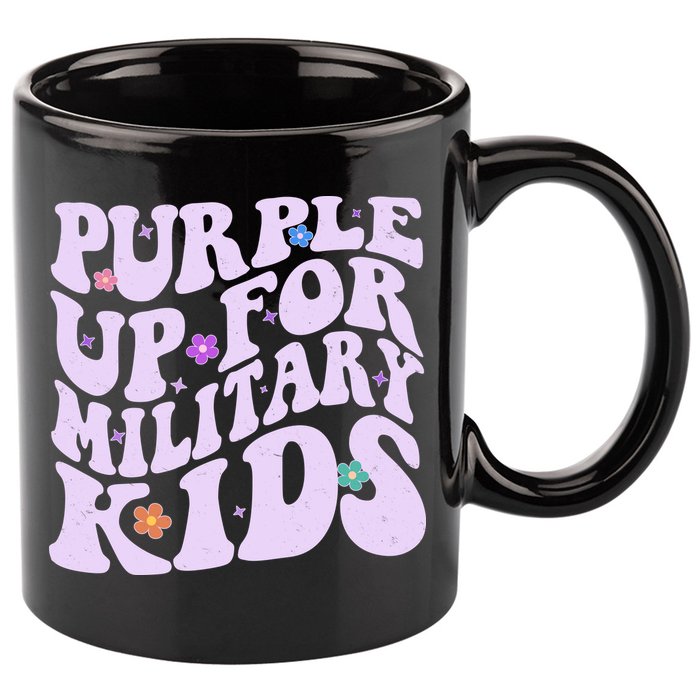 Retro 1960s Purple Up For MilitaryKids 11oz C Handle Ceramic Mug