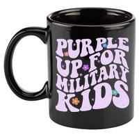 Retro 1960s Purple Up For MilitaryKids 11oz C Handle Ceramic Mug