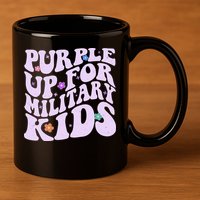 Retro 1960s Purple Up For MilitaryKids 11oz C Handle Ceramic Mug