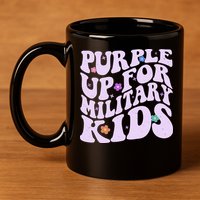 Retro 1960s Purple Up For MilitaryKids 11oz C Handle Ceramic Mug