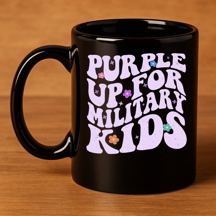 Retro 1960s Purple Up For MilitaryKids 11oz C Handle Ceramic Mug
