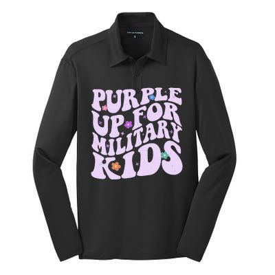 Retro 1960s Purple Up For MilitaryKids Silk Touch Performance Long Sleeve Polo