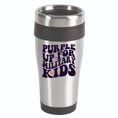 Retro 1960s Purple Up For MilitaryKids 16oz Travel Tumbler