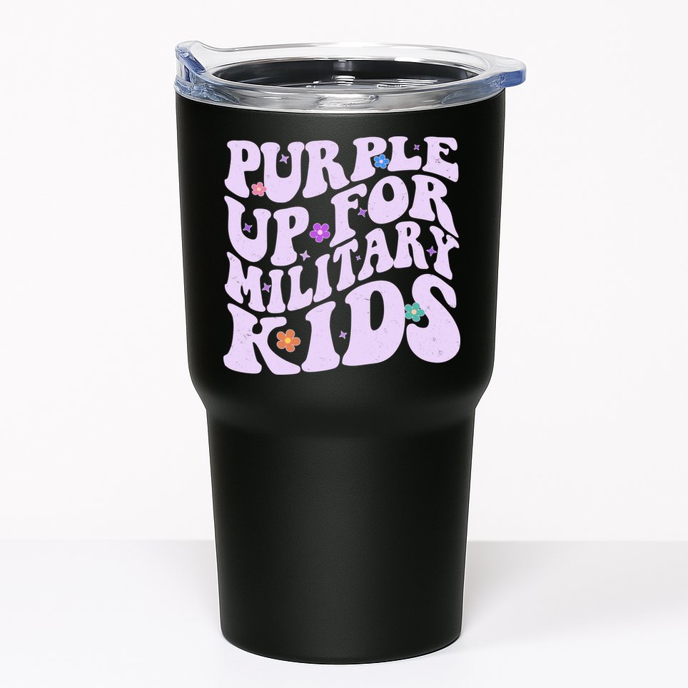 Retro 1960s Purple Up For MilitaryKids Tumbler